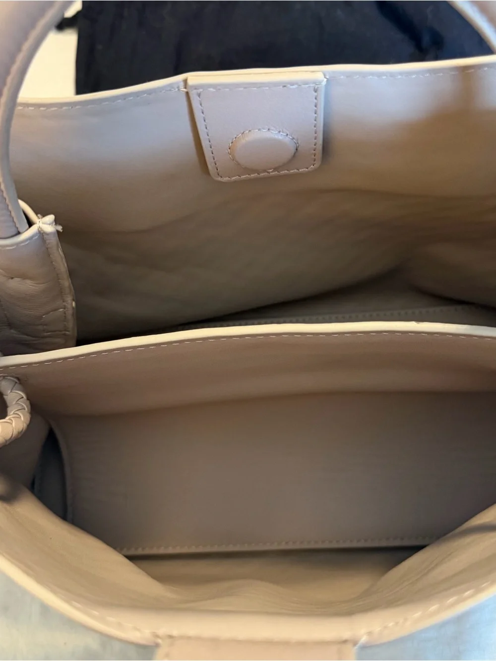 Quince Woven Leather Satchel in Blush Beige